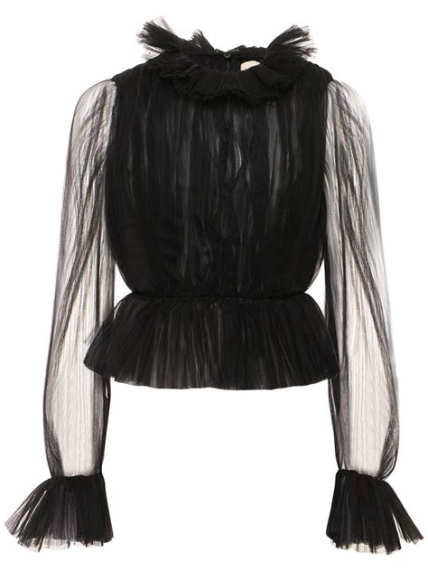 Khaite Ula Sheer Tulle Top Black Editorialist