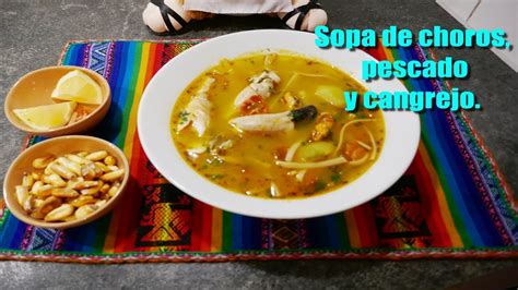 Como Preparar Sopa De Choros Caldo De Cangrejo Y Pescado Receta