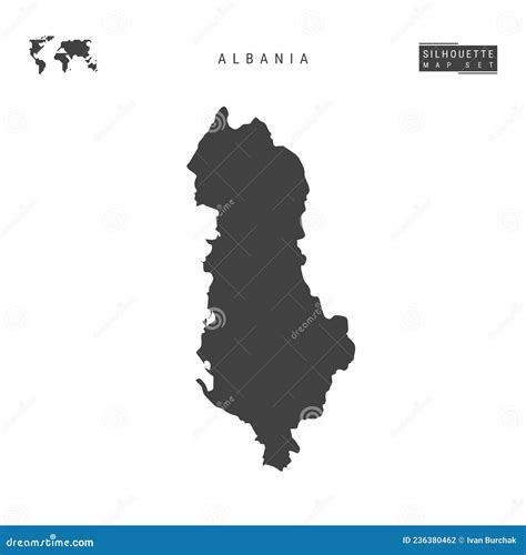 Mappa Del Vettore Albania Isolata Su Fondo Bianco Cartina Nera