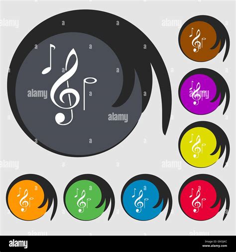 Icono De Notas Musicales S Mbolos De Ocho Botones De Colores Vector