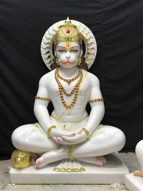 White Marble Lord Hanuman Statues For Worship Size 12 Inches To 66