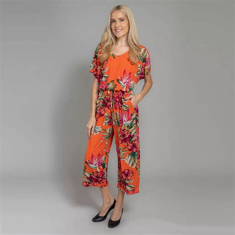 Kim And Co Jumpsuit Weites Bein Brazil Knit Jersey Culotte Stil Eingriffstaschen Qvcde