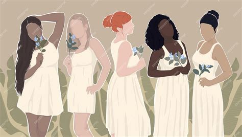 Des Femmes De Différents Groupes Ethniques Tiennent Des Fleurs Dans