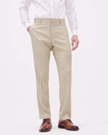 Tailored Fit Beige Windowpane Suit Pant Rw Co