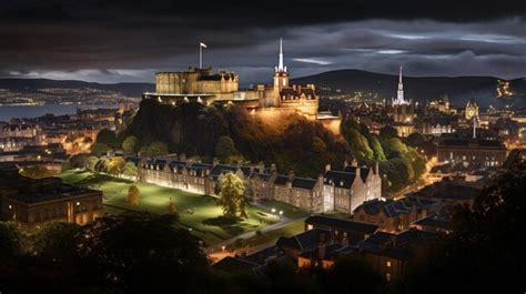 Premium AI Image | Night view of Edinburgh Castle