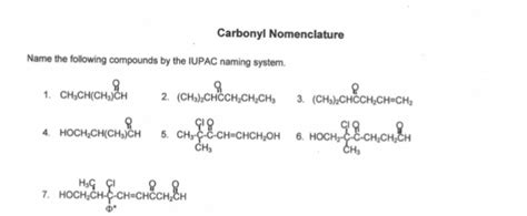 Solved Carbonyl Nomenclature Name the following compounds by | Chegg.com