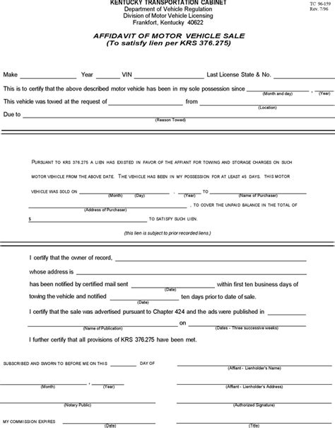 Motor Vehicle Affidavit Form Florida Affidavitform Net