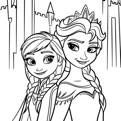 Dibujos De Disney Elsa Con Anna Para Colorear Para Colorear Pintar E