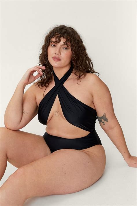 Womens Plus Size Cut Out Swimsuit Boohoo Uk