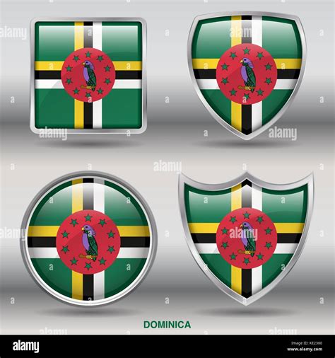 Dominica Flag 4 Shapes Flags States Country In The World With