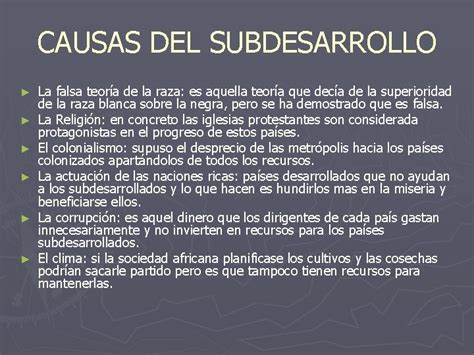 El Subdesarrollo Causas Consecuencias Y Posibles Soluciones Definicion