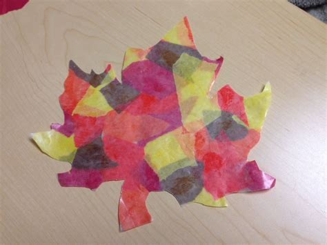 Tissue Paper Leaf Requires Wax Paper Tissue Paper Glue Stick Scissors And Maple Leaf