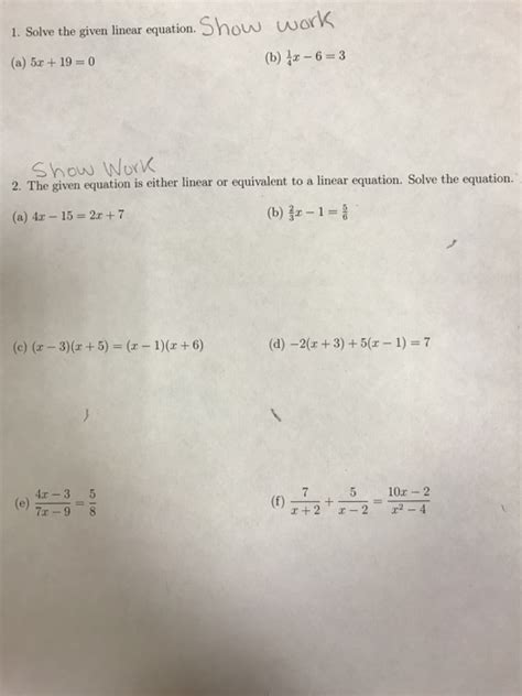 Solved Solve the given linear equation. (a) 5x + 19 = 0 | Chegg.com 
