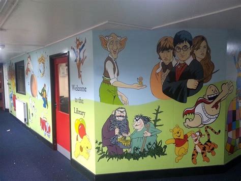 Book Character Library School Murals Library Murals Library Mural