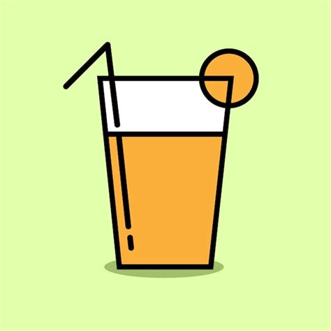 Un Vaso De Jugo De Naranja Con Una Pajita Vector Premium