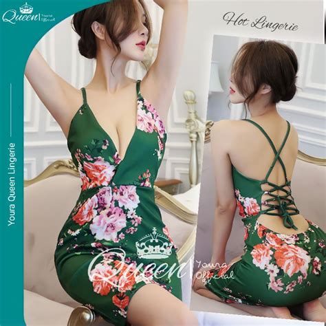 Jual Baju Lingeri Lingerie Linjeri Satin Bunga Bodysuit Sexy Hot Wanita Dewasa Pakaian Baju