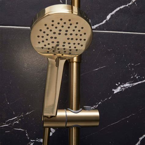 Spey Series 2 Brushed Brass Dual Head Thermostatic Shower Kit