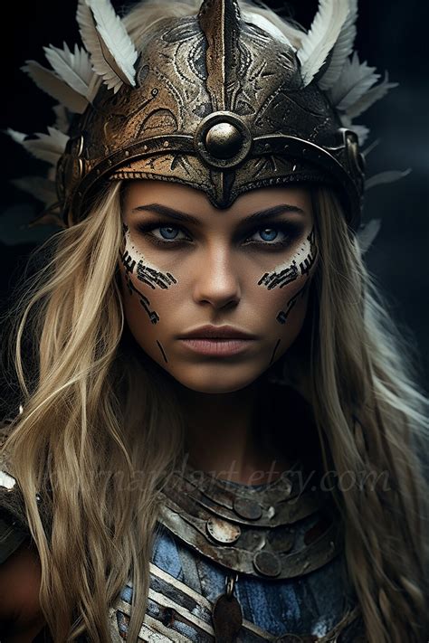 Viking Warrior Woman With War Paint Digital Download Scandinavian ...