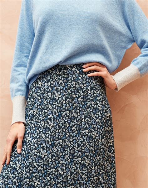 Liberty Print Jersey Skirt In Sky Leaf Womenswear Brora