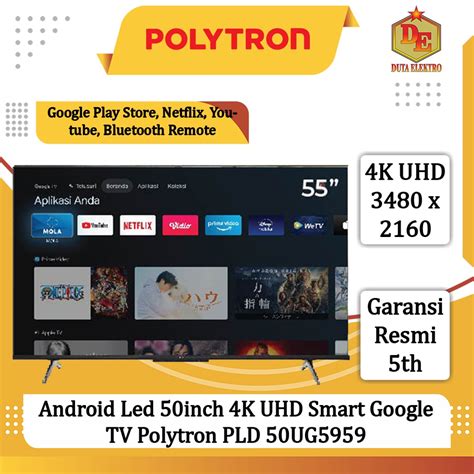 Jual Android Led Inch K Uhd Smart Google Tv Polytron Pld Ug