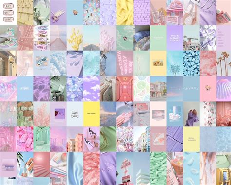 Pastel Wall Collage Kit, Pastel Collage Kit, Pastel Aesthetic Wall Art ...