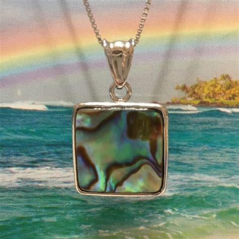 Unique Beautiful Hawaiian Genuine Abalone Paua Shell Necklace Sterling