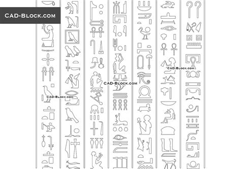 Egyptian Hieroglyphs Cad Symbols Vector Drawings