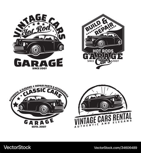 Vintage monochrome hot rod garage logo design Vector Image