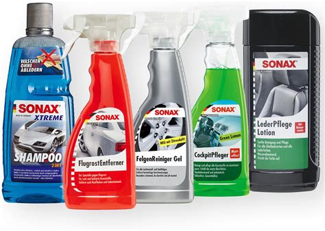 SONAX Auto Pflege Set 5 TLG FelgenReiniger Shampoo Cockpitreiniger