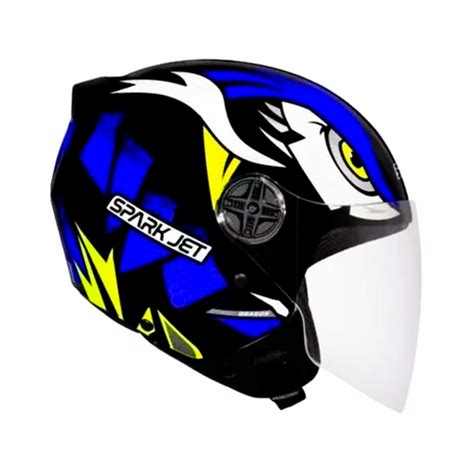 Capacete Ebf Spark Jet Dragon Preto E Azul Sbs Motos