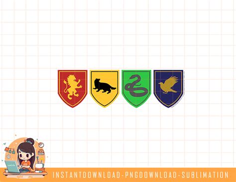 Harry Potter Hogwarts House Shields Png Sublimate Digital Inspire