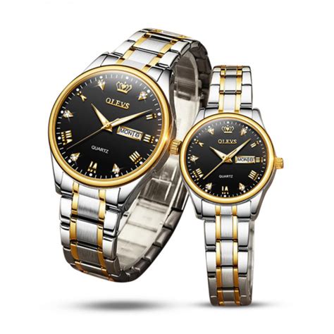 Couple Olevs Fancy Luxury Business Quartz Analog Wrist Watch