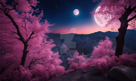 Sakura night wallpaper HD trees pink moonlight by xRebelYellx on DeviantArt