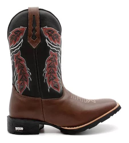 Bota Country Rodeio Botina Texana Masculina Couro Promoção Escorrega