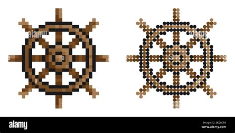 Pixel Icon Steering Wheel Ship Icon Fishing Boat Yacht Management At