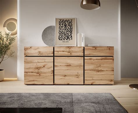 Meubella Dressoir Cainan Eiken Zwart 180 Cm Meubella