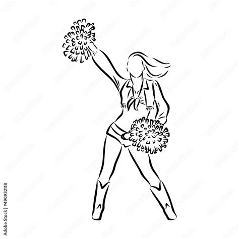 Cheerleader Sketch Cheerleading Vector Sketch Llustration Girl Stock