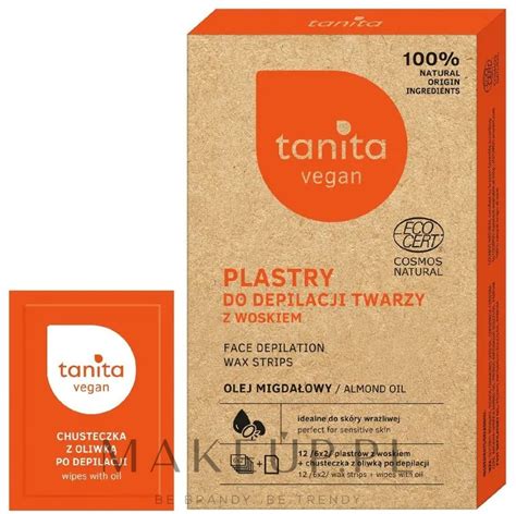 Tanita Vegan Plastry do depilacji twarzy z woskiem Olej migdałowy