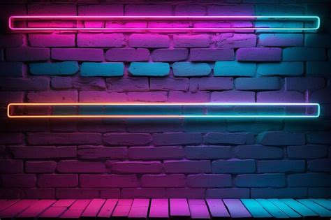 Premium Photo Modern Double Colors Neon Lights On Brick Background