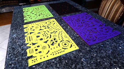 Double Sided Felt Papel Picado Placemat Sets Muertos Xochico