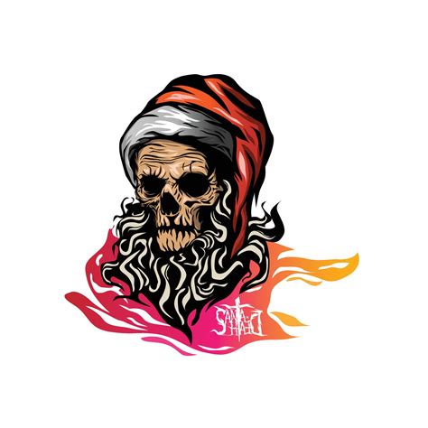 Christmas Skull Wearing Santa Claus Hat Vector Vector Art At