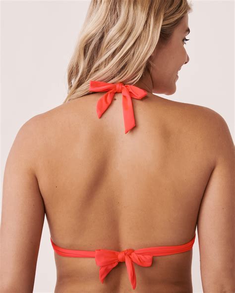 La Vie En Rose Fiery Coral Recycled Fibers Triangle Bikini Top