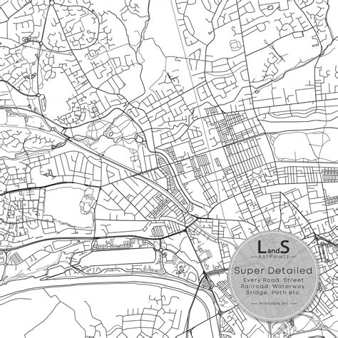 preston map print preston england united kingdom map art poster