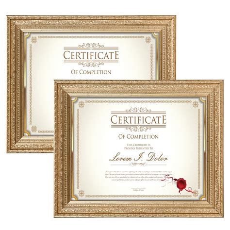 Vintage Gold 8.5x11 Plastic Picture Frames 2 Pack, Certificate Diploma ...