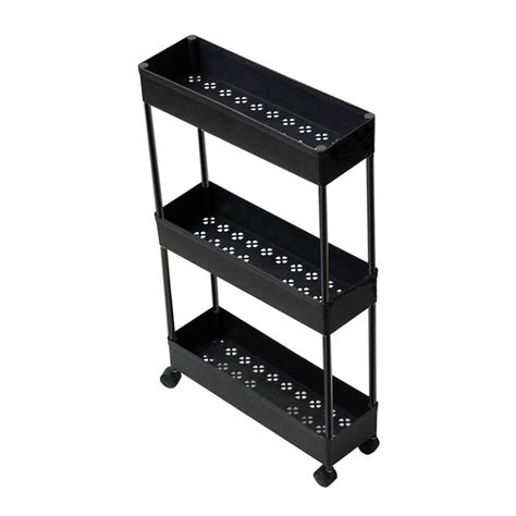 Rack Organizador Multiuso Almacenamiento Estantes C Ruedas Negro Hts