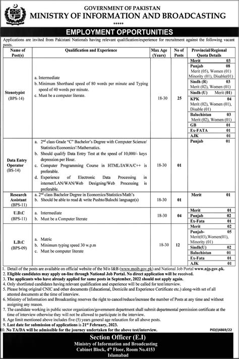 Ministry Of Information And Broadcasting Latest Jobs