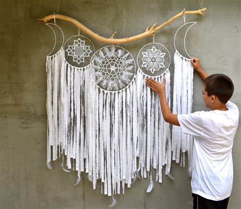 LARGE DREAM CATCHER Wall Hanging Large Dreamcatcher Wall White Etsy