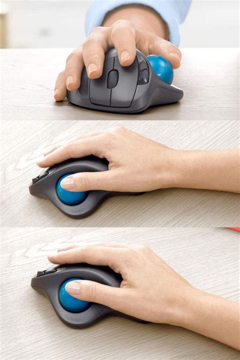 Logitech M Wireless Trackball Mouse Ergonomic Design With Sculpted