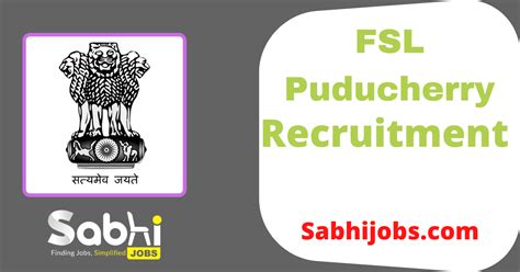 FSL Puducherry Recruitment 2024 Apply Jobs Py Gov In