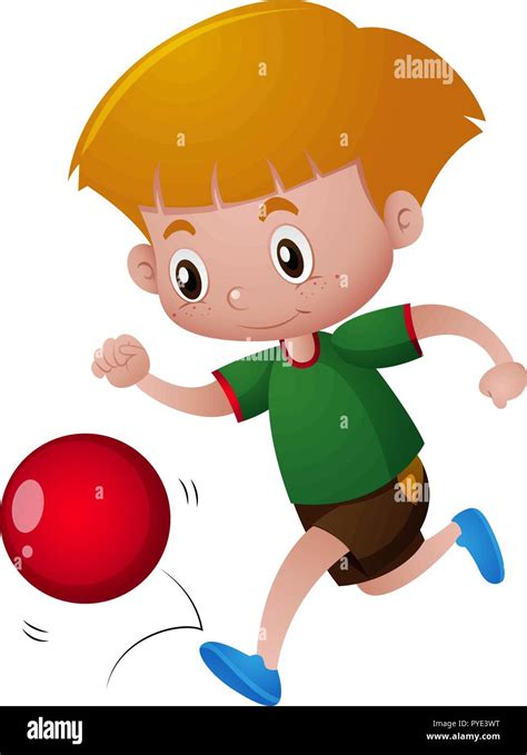 Boy Playing With Red Ball Illustration Stock Vector Image And Art Alamy